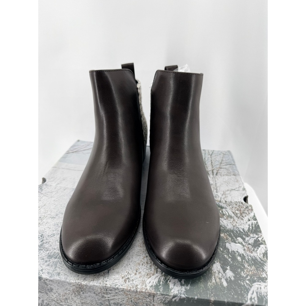 Mafulus Ankle Boots Womens 9.5 Brown Faux Leather Cheetah Calf Hair Side Zip - Picture 2 of 13